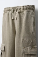 EMBROIDERED CARGO JOGGER PANTS