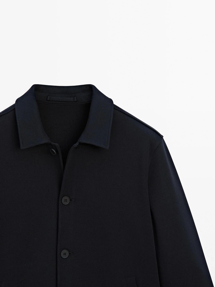 Cotton blend twill overshirt