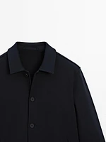 Cotton blend twill overshirt