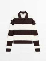 Pull en maille à col polo et rayures