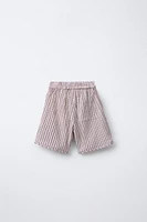 TEXTURED PLAID WIDE-LEG SHORTS