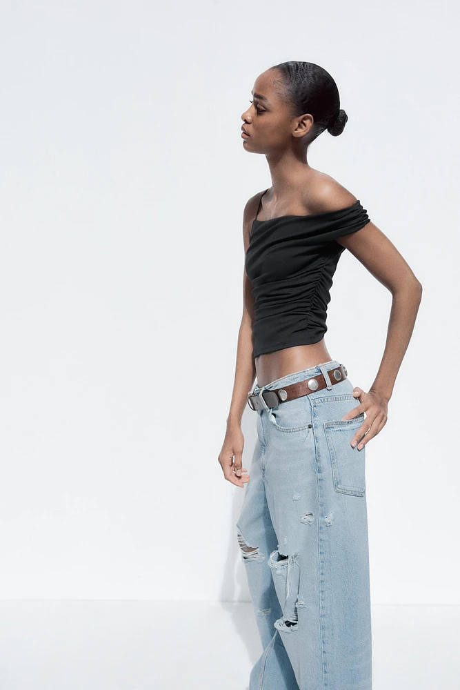 RUCHED ASYMMETRIC TOP