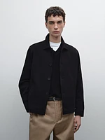 Cotton blend twill overshirt