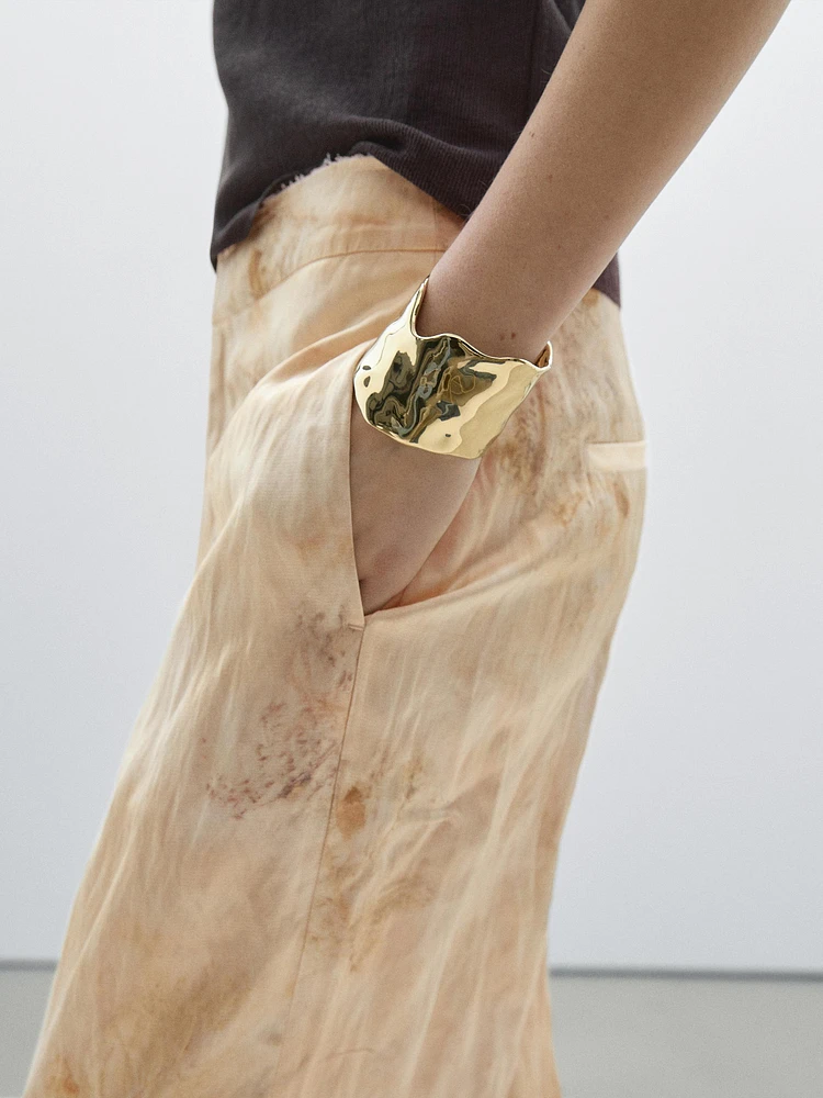 Pantalon droit fluide métallisé