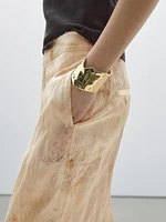Pantalon droit fluide métallisé