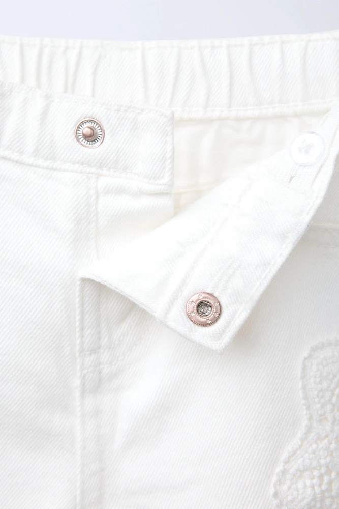PANTALON DROIT SERGÉ FLEUR CROCHET