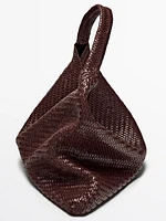 Grand sac cabas tressé en cuir nappa