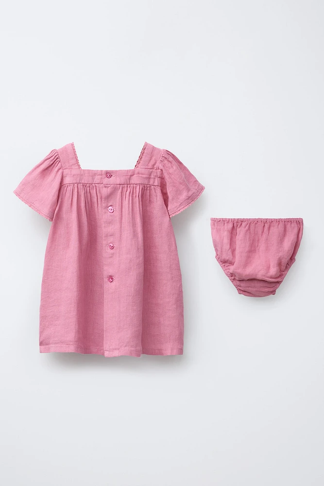 LACE LINEN DRESS WITH PANTIES