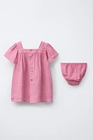 LACE LINEN DRESS WITH PANTIES