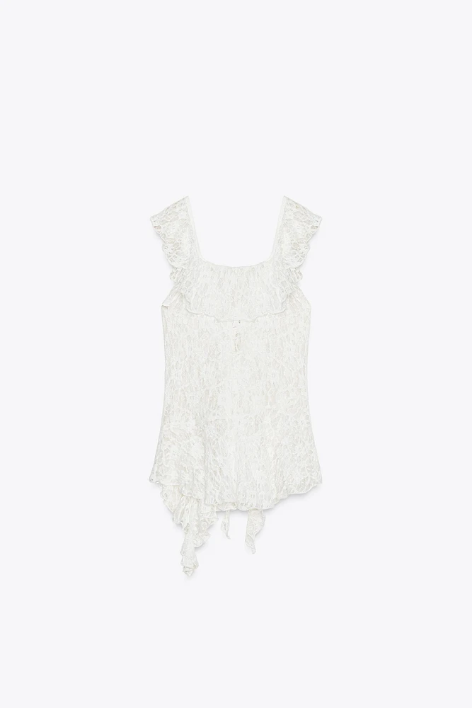 LACE RUFFLE TOP