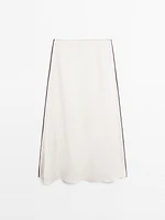Satin midi skirt with trims