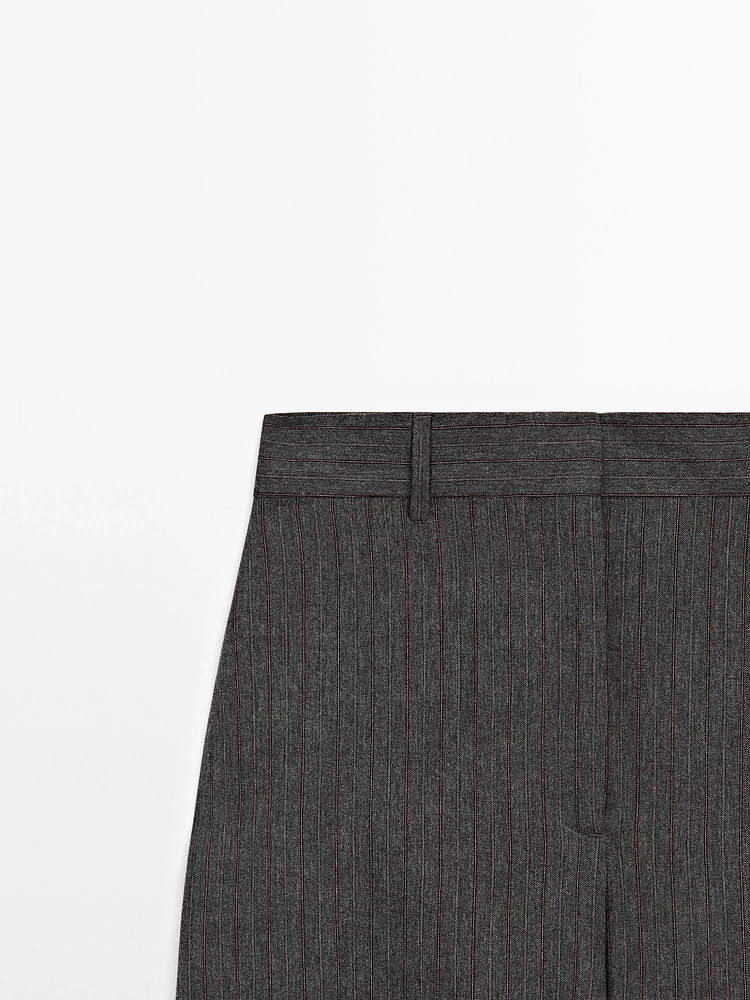 Striped straight-leg trousers