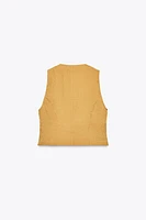 GOLD BUTTON SATIN EFFECT TOP