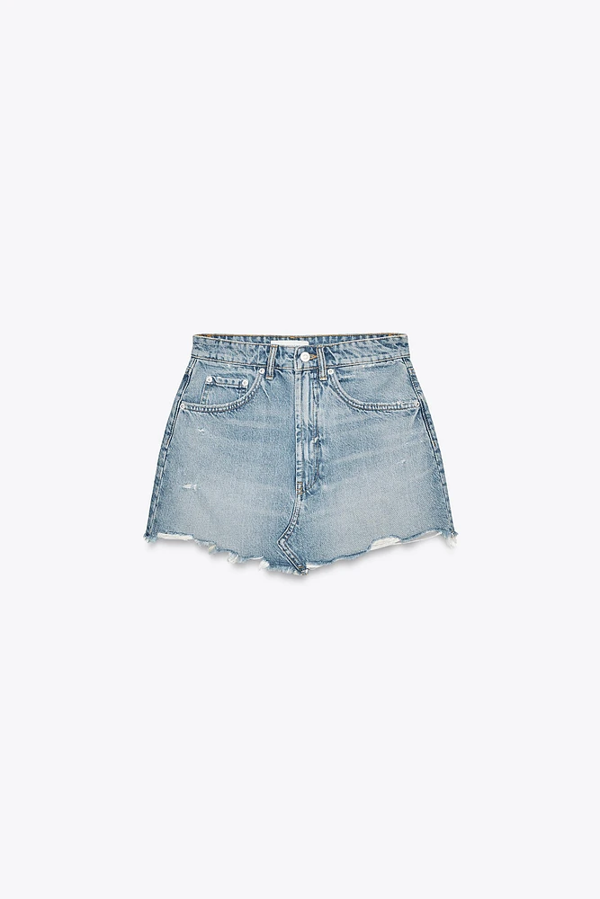 MINI JUPE EN JEAN TRF DÉCHIRÉE