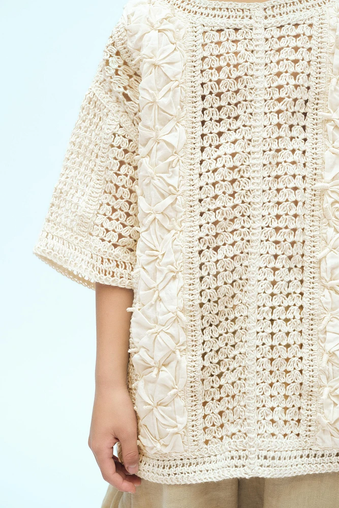 COMBINED CROCHET KNIT T-SHIRT X FANGLU LIN