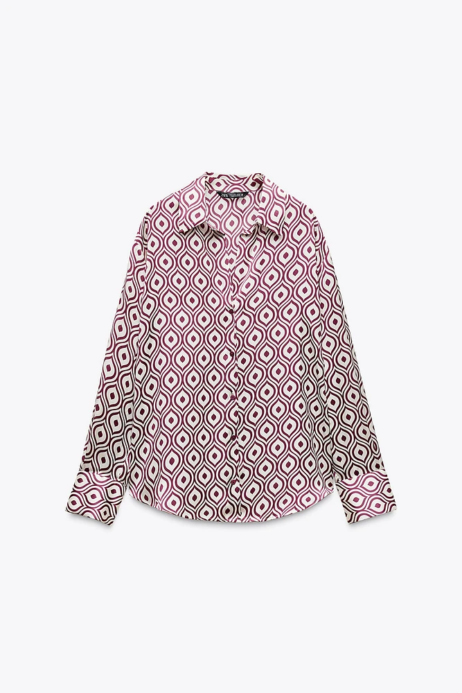 GEOMETRIC PRINT SATIN EFFECT SHIRT