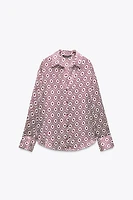 GEOMETRIC PRINT SATIN EFFECT SHIRT