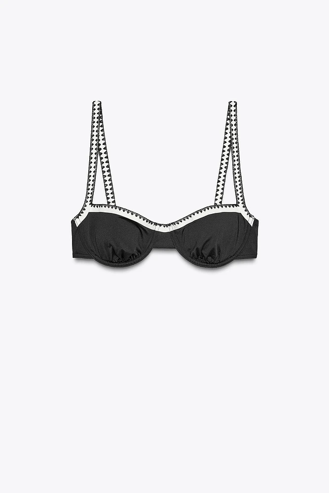 CONTRAST UNDERWIRE BIKINI TOP