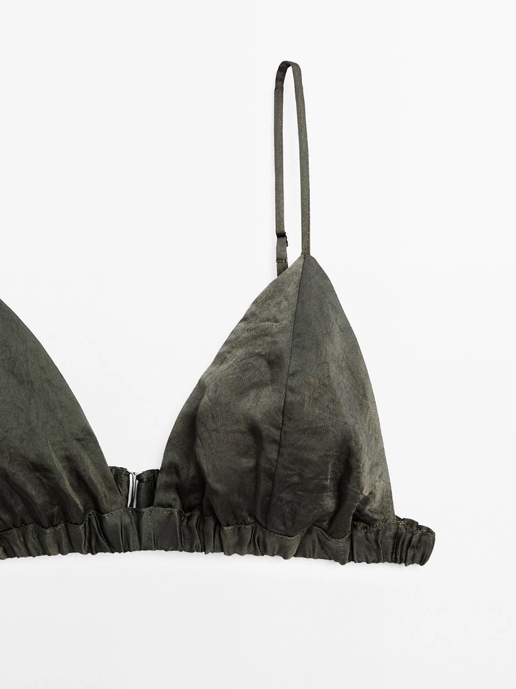 Satin triangle bra with elasticated detail - STUDIO