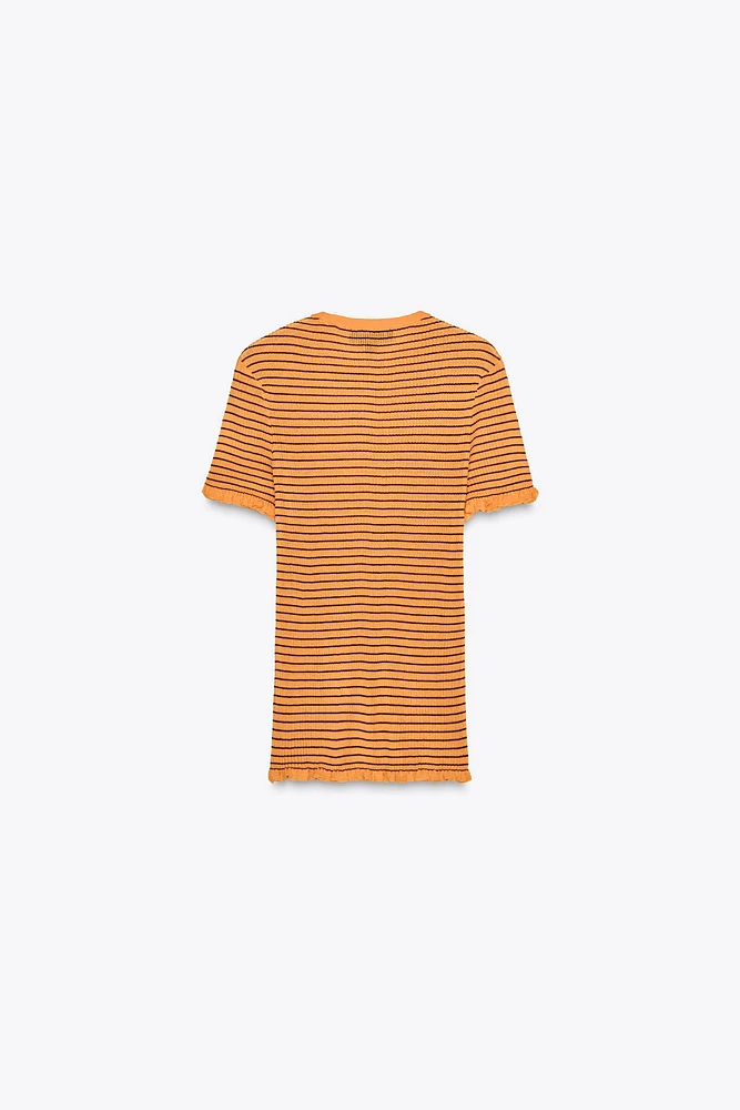 STRIPED RIB KNIT TOP