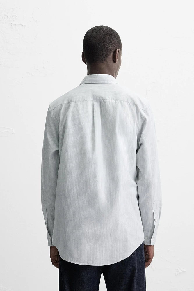CHEMISE À RAYURES EN COTON ET LIN