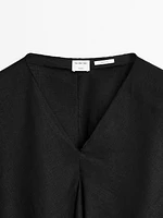 100% linen flowing cape-style oversize blouse - STUDIO