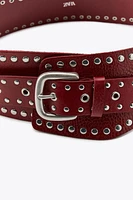 STUDDED LEATHER SASH BELT
