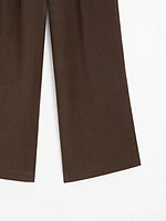 100% linen wide-leg trousers