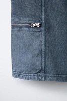 WASHED EFFECT ZIP POCKET SHORTS