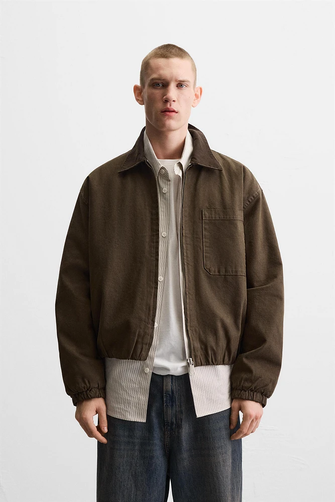 CONTRAST COLLAR CANVAS JACKET