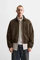 CONTRAST COLLAR CANVAS JACKET
