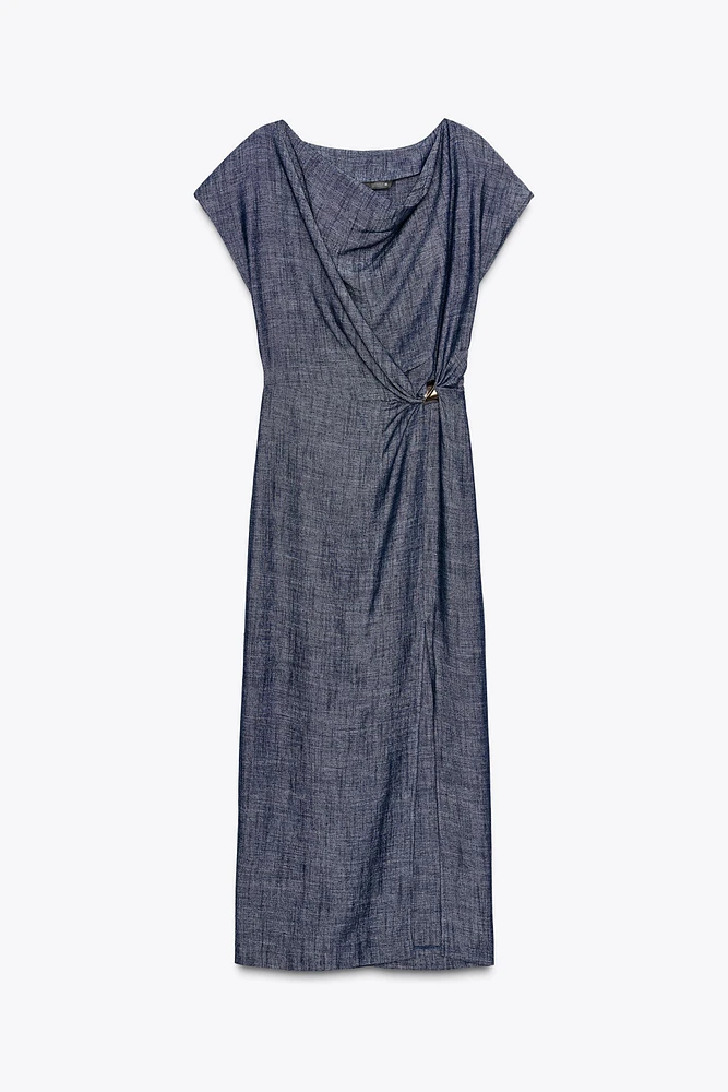 GOLD APPLIQUÉ MIDI DRESS
