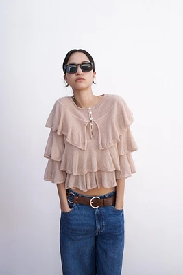 RUFFLED KNIT TOP
