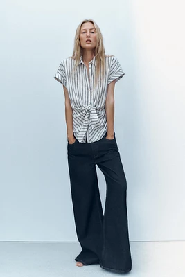 CHEMISE À RAYURES NŒUD AVEC LIN