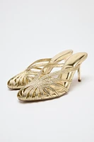 METALLIC EFFECT STILETTO HEEL SANDALS