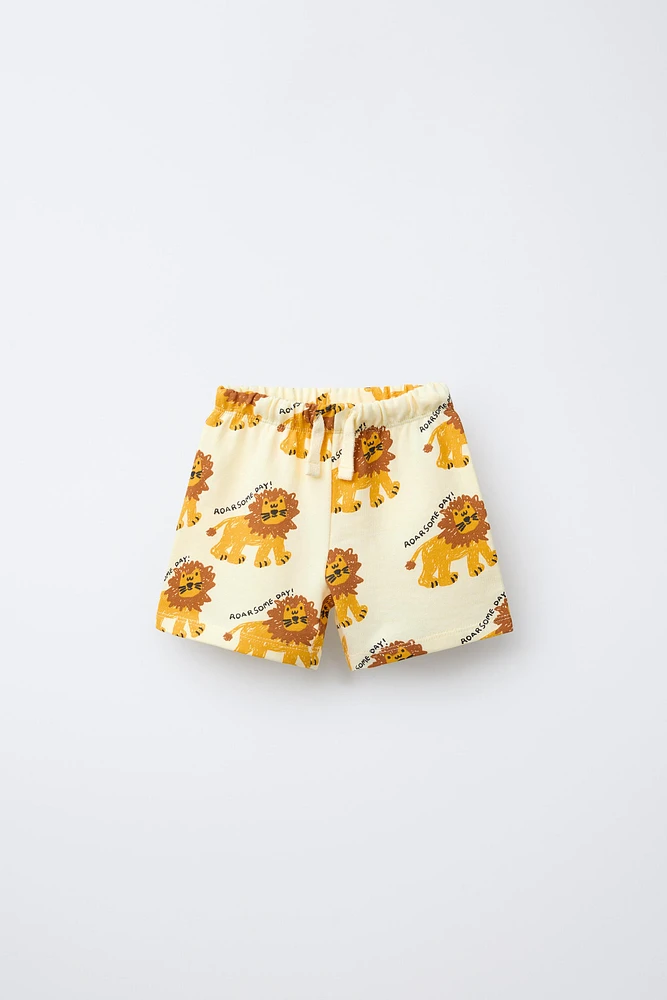 LIONS PRINT STRAIGHT SHORTS