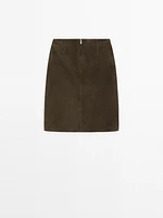 Suede leather mid-length skirt