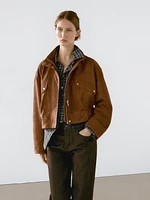 Nubuck suede leather bomber jacket