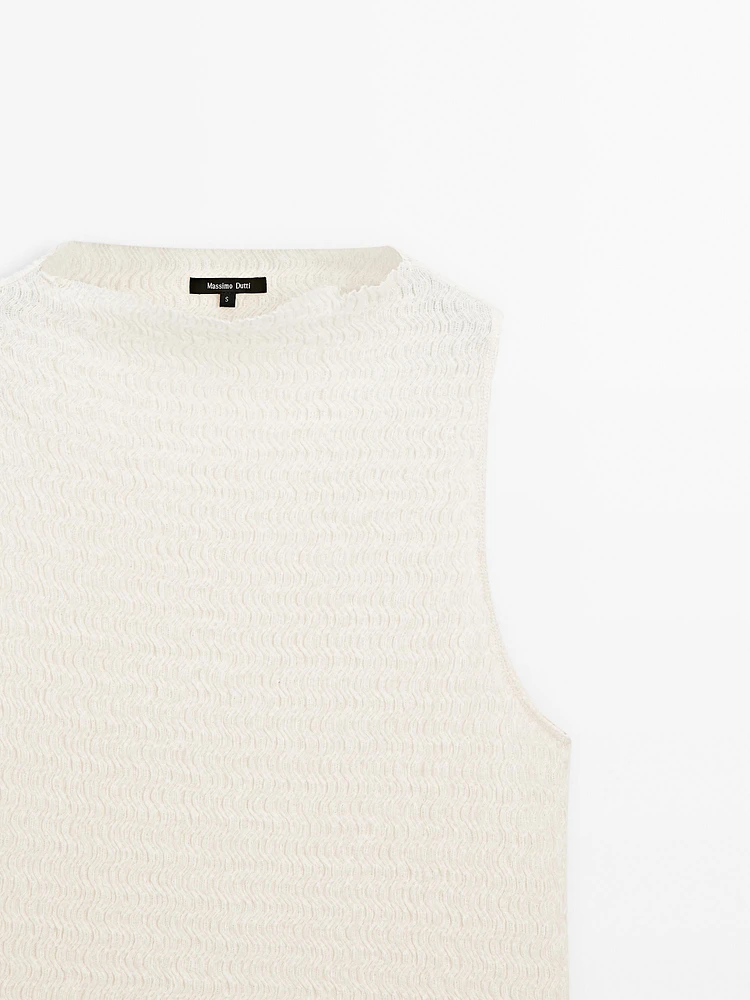 Top texturé en coton mélangé