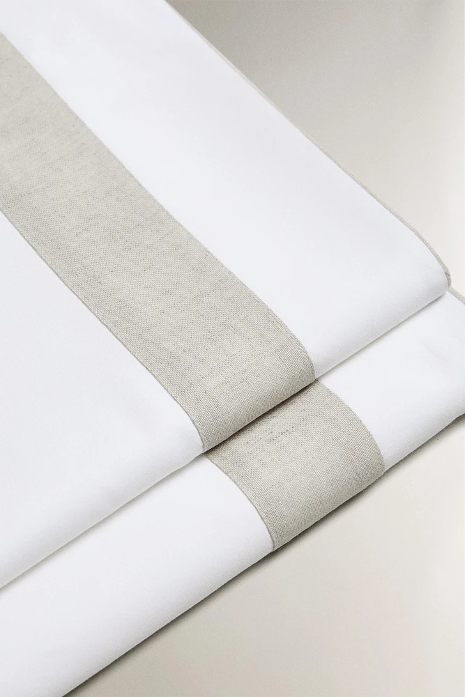 DRAP PLAT COTON LISERÉ