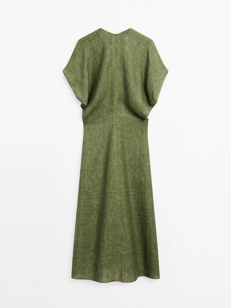 Short sleeve linen midi dress