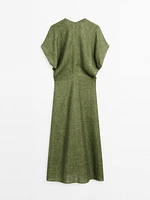 Short sleeve linen midi dress