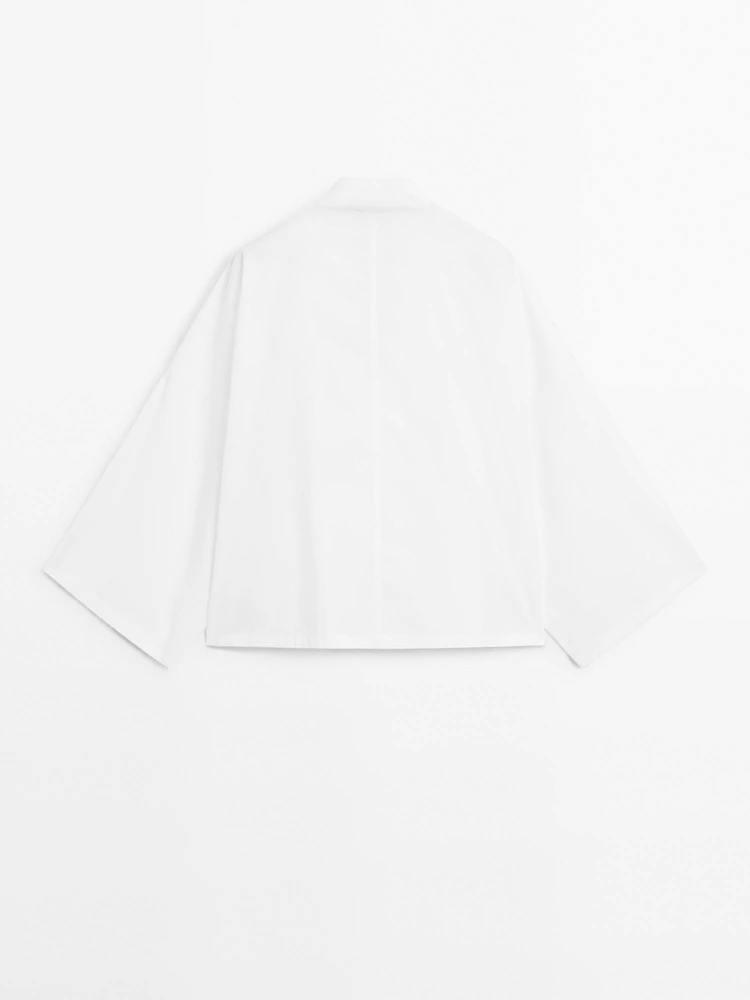 Chemisier plastron boutonné 100 % coton