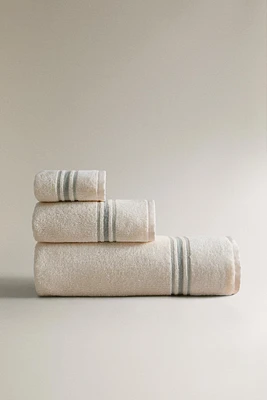 SERVIETTE DE BAIN BORDURE COLORÉE