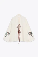 KIMONO EN LIN 100 % BRODÉ