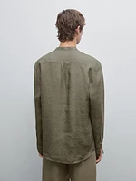 Chemise col mao lin délavé