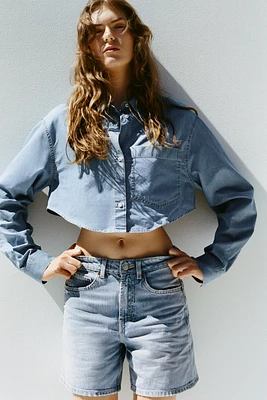 SHORT EN JEAN TRF À TAILLE MI-HAUTE