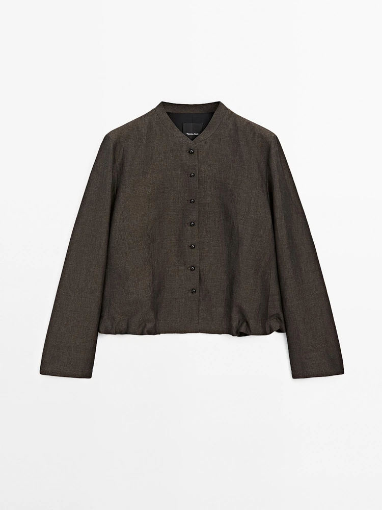 Veste boutons fantaisie lin mélangé