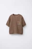 EMBROIDERED POCKET KNIT T-SHIRT