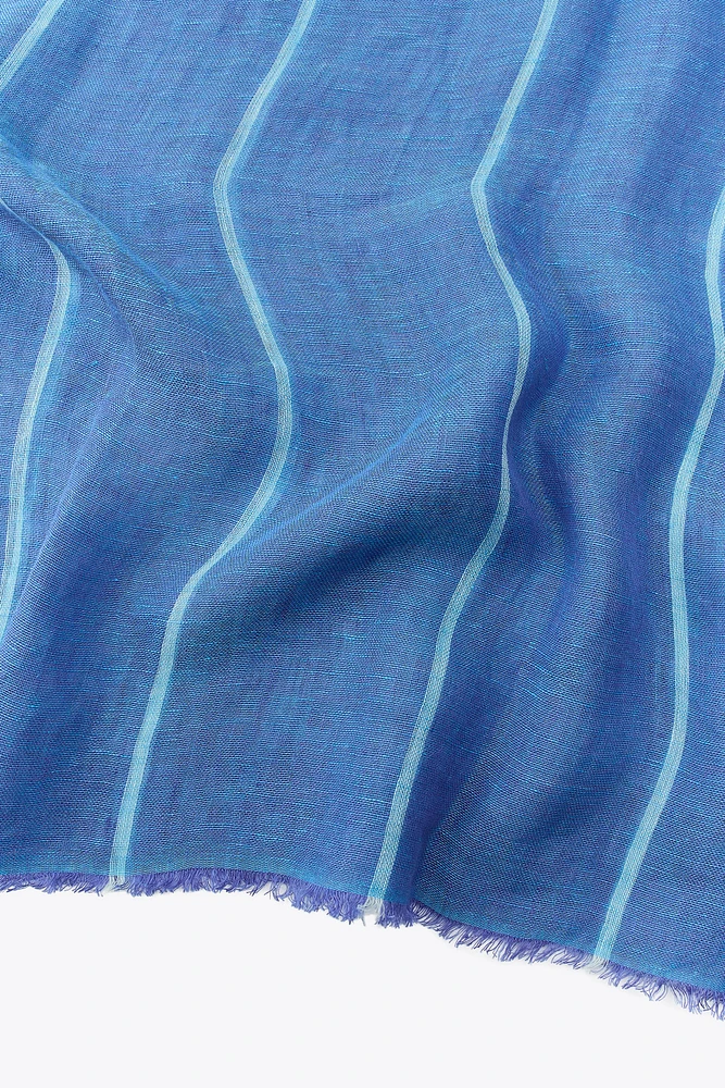FOULARD EN LIN À RAYURES CONTRASTÉES